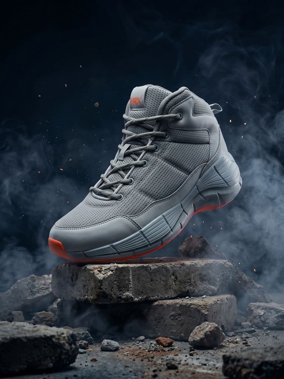 HRX by Hrithik Roshan Men Grey Mid Top Mesh Basketball Shoes - view 1