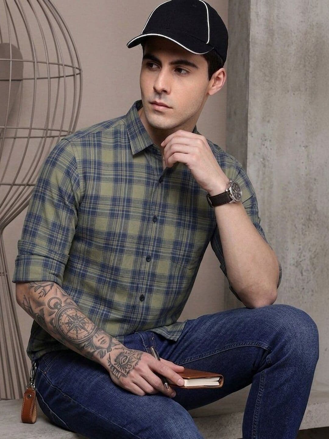 The Roadster Lifestyle Co Checked Pure Cotton Spread Collar Casual Shirt - view 1