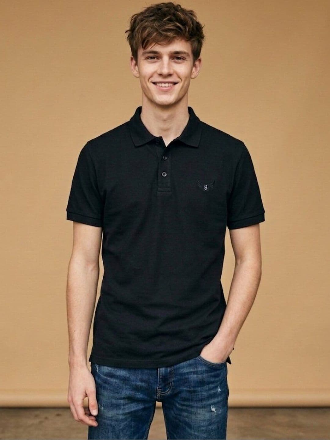 STRAY88 Men Brand Logo Polo Collar T-shirt - view 1