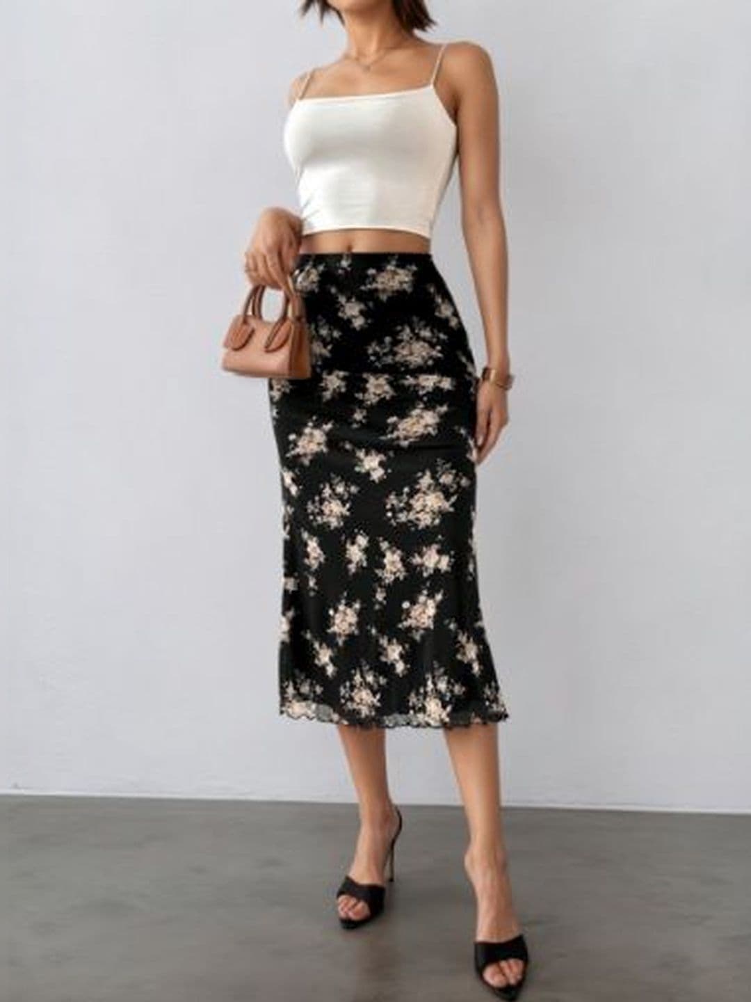 StyleCast Women Floral Midi A-Line Skirt - view 1