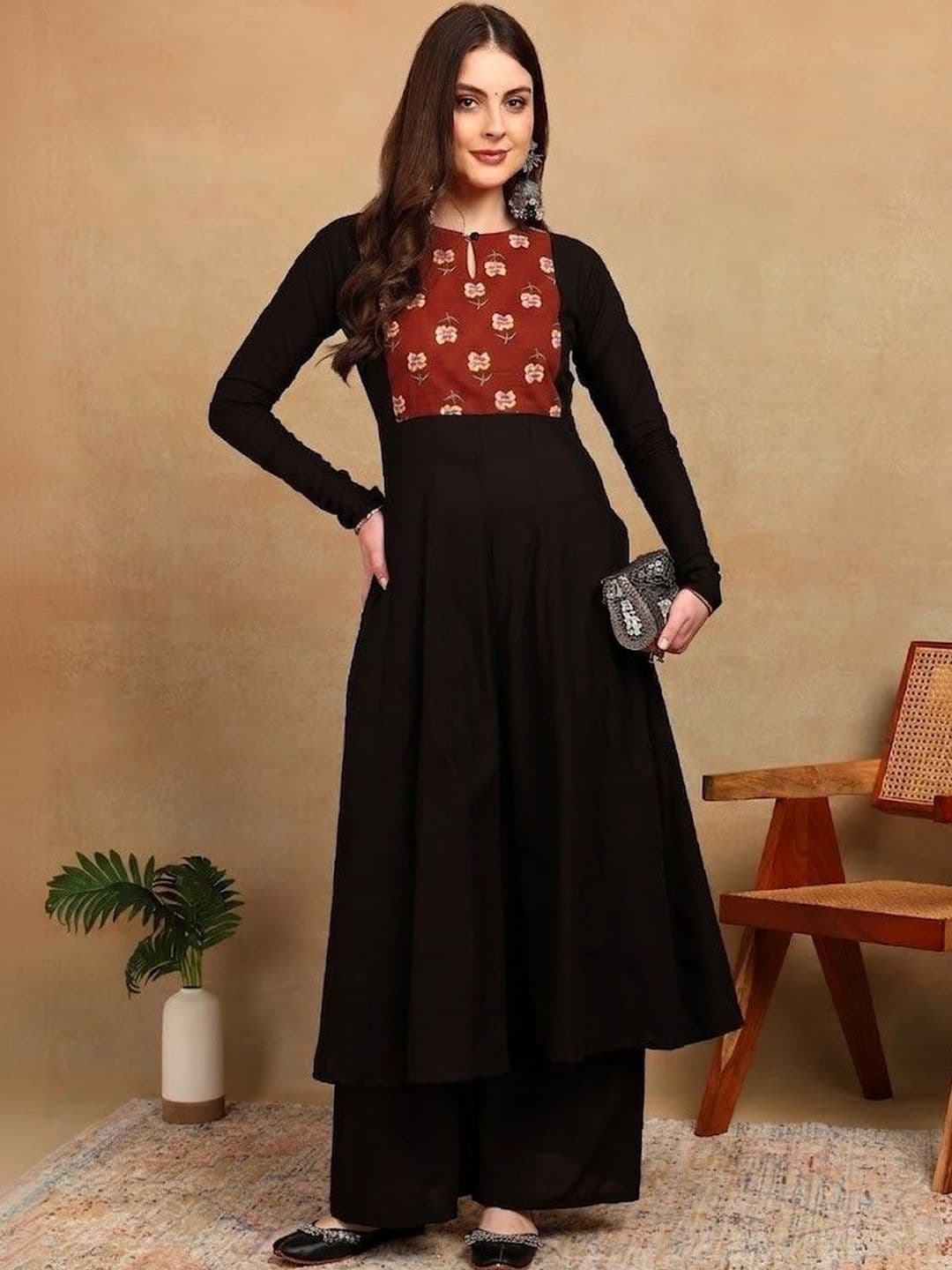 ADYASAA THE LABEL Women Floral Printed Empire Pure Cotton Kurta with Palazzos - view 1