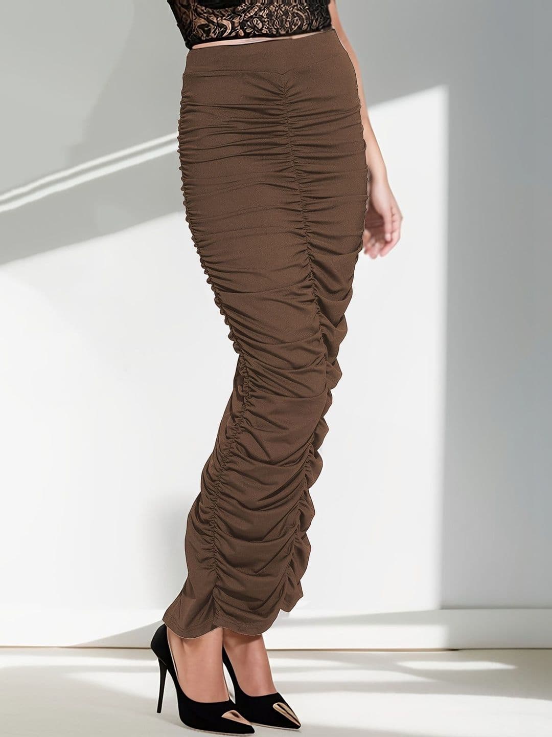 StyleCast Women Ruched Side Slit Maxi Pencil Skirt - view 1