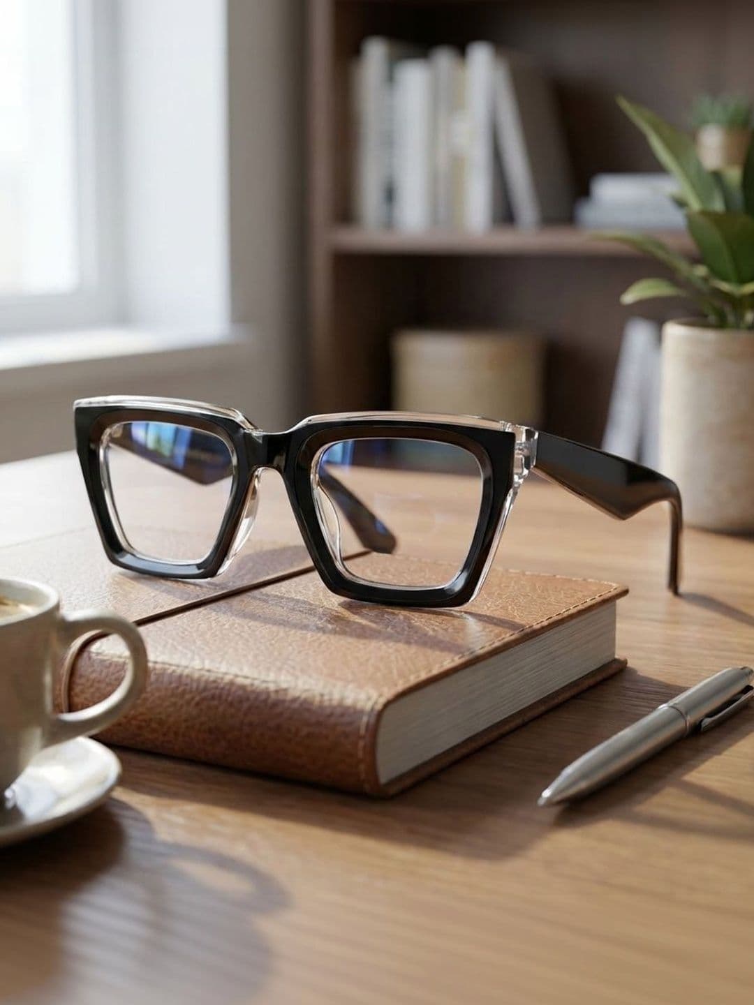 RUGGINE Unisex Clear Lens & Black Rectangle Sunglasses with - view 1
