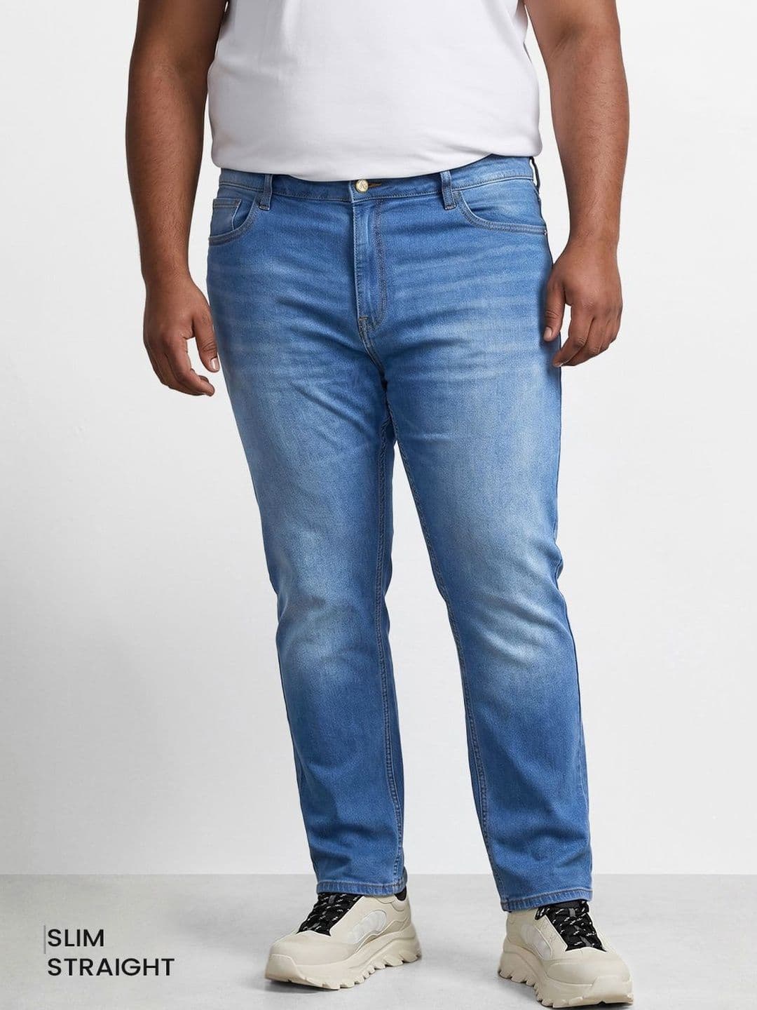 The Indian Garage Co Men Straight Fit Mid-Rise Light Fade Stretchable Jeans - view 1