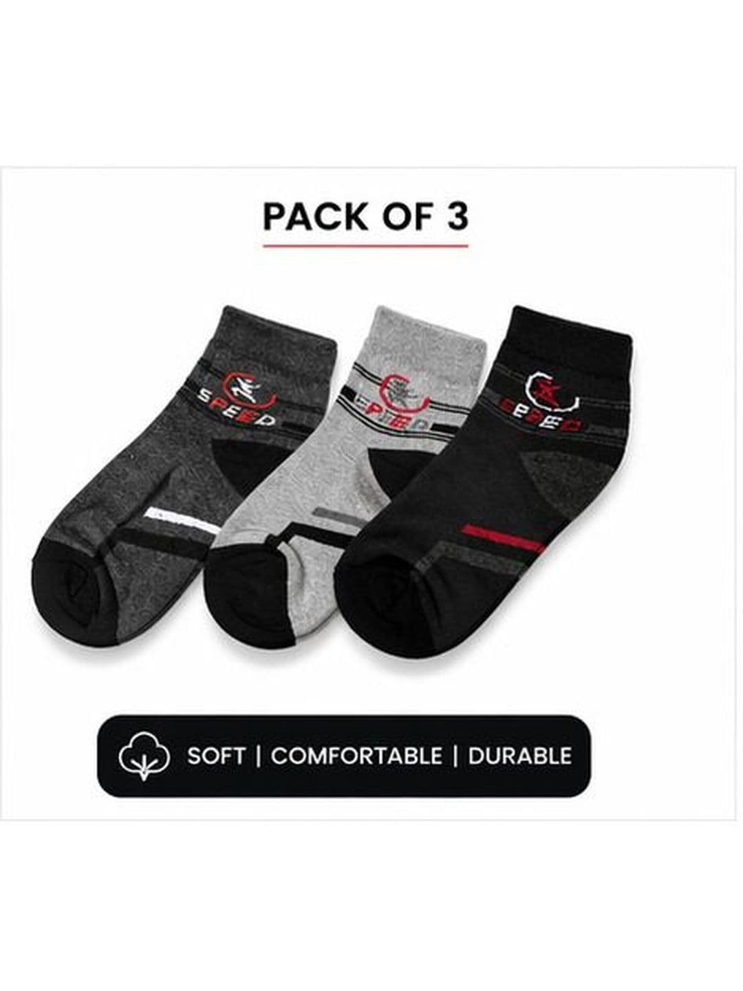 ROYAL RANCH Men Pack of 3 Cotton Patterned Ankle Length Socks - view 1