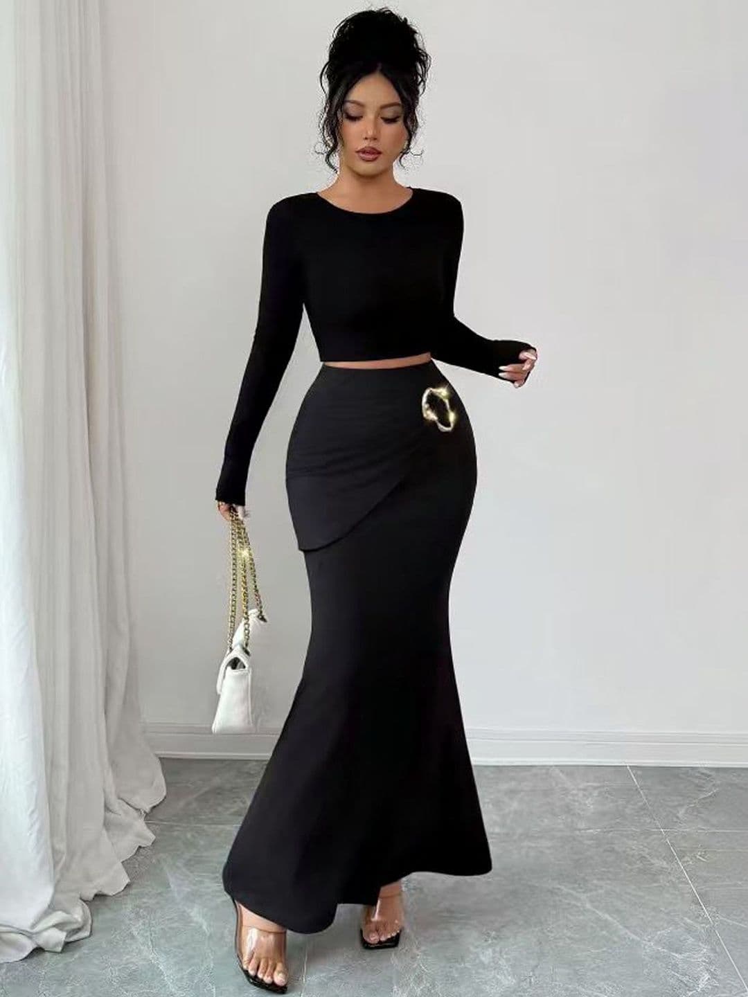 StyleCast Women Draped Maxi Trumpet Skirt - view 1