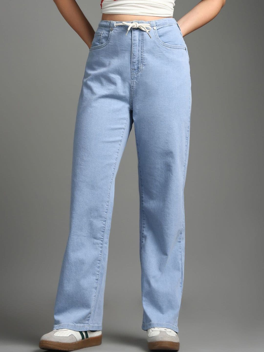 Flying Machine Women Ice Blue Straight Fit High-Rise Lightweight Stretchable Jeans - view 1
