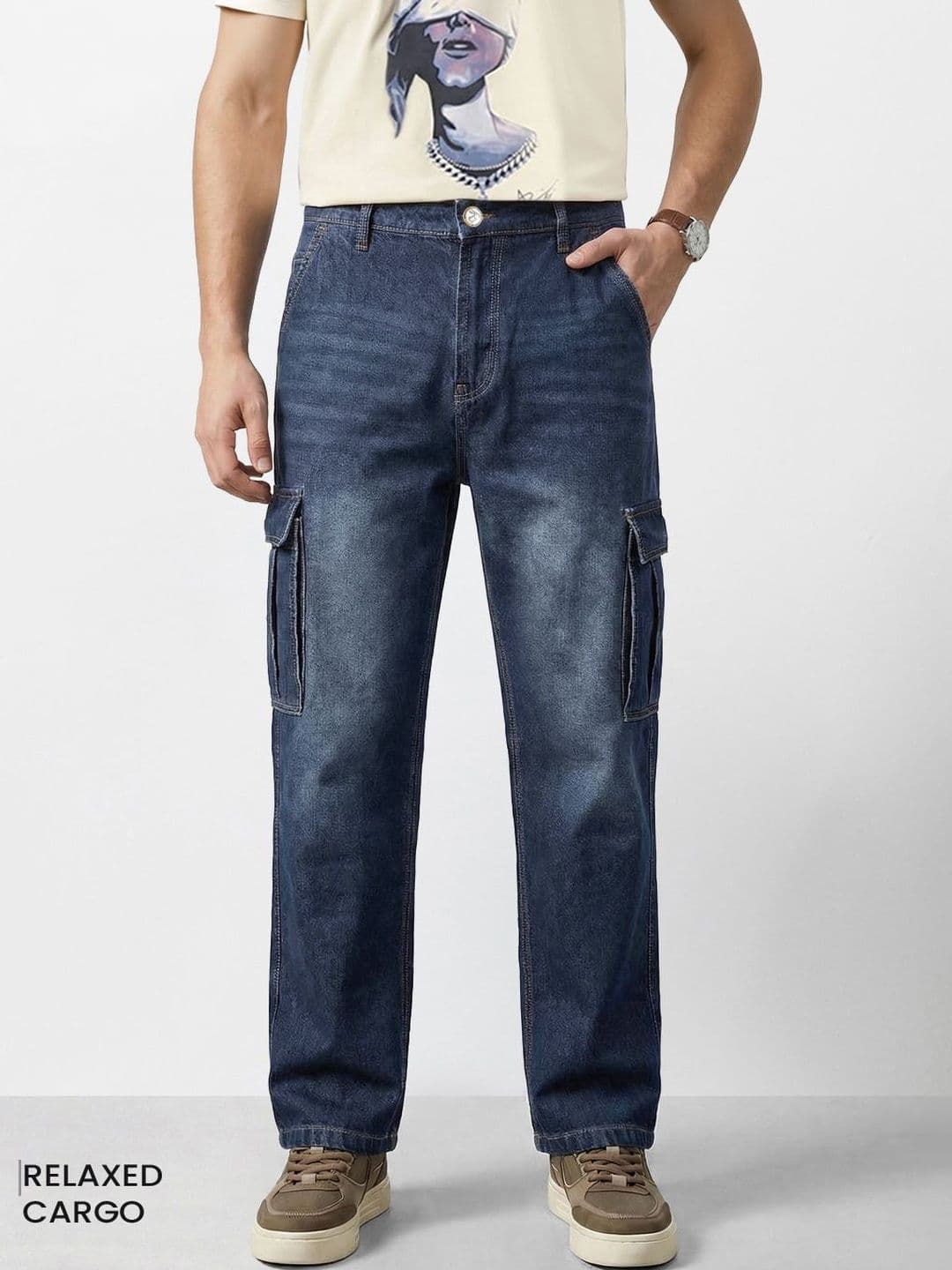 The Indian Garage Co Men Relaxed Fit Mid-Rise Light Fade Jeans
