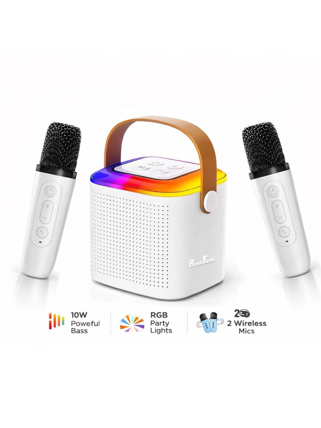 PunnkFunnk Wireless Mics Portable Karaoke Bluetooth Speaker