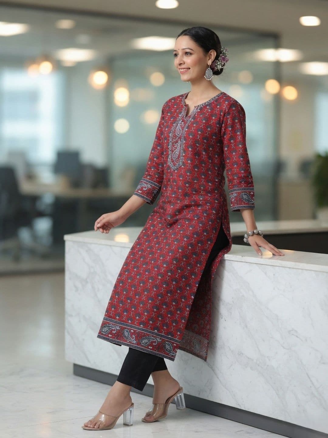 Rain & Rainbow Women Floral Printed Flared Sleeves Kurta - view 1