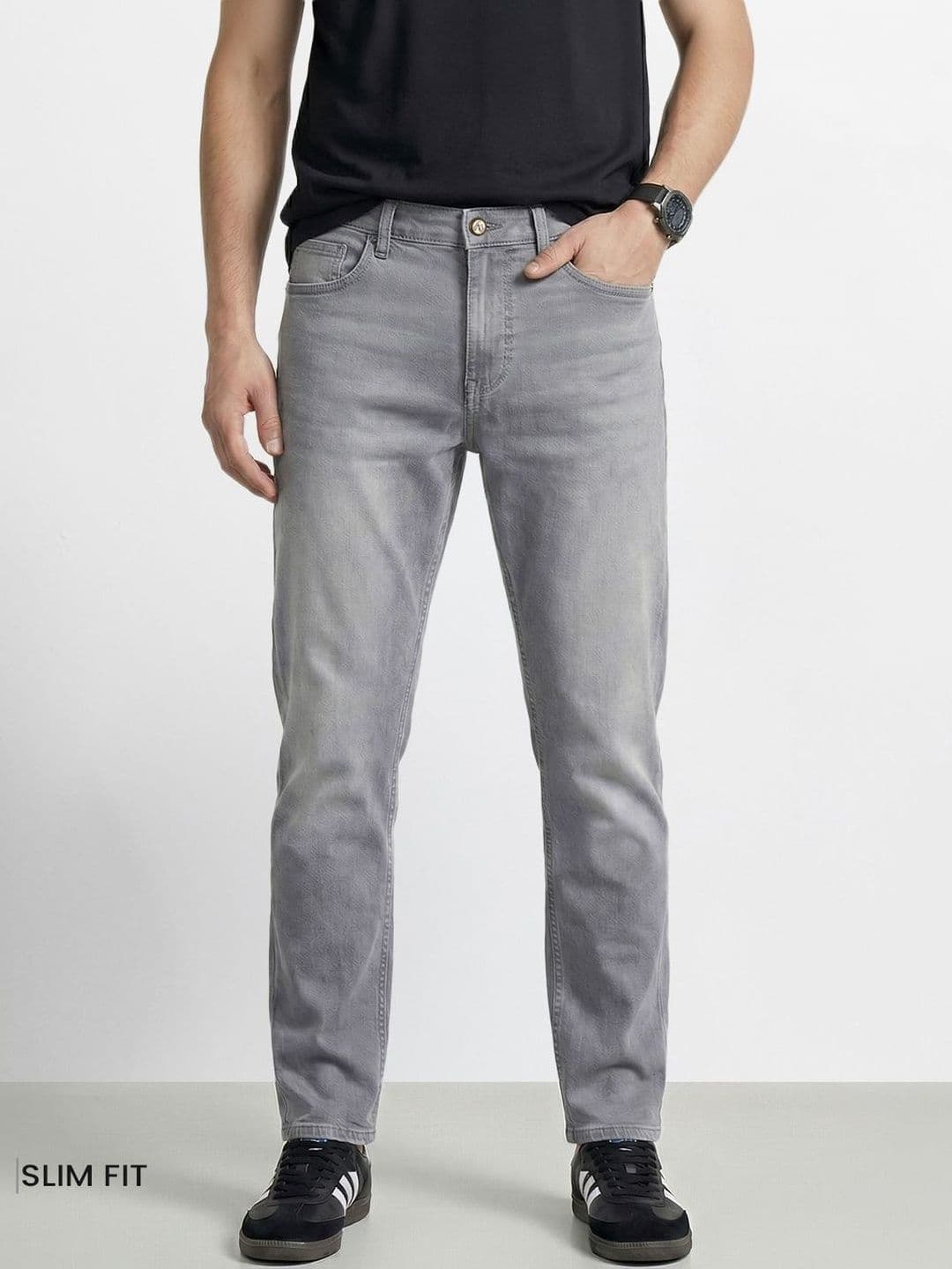 The Indian Garage Co Men Slim Fit Mid-Rise Light Fade Stretchable Jeans - view 1