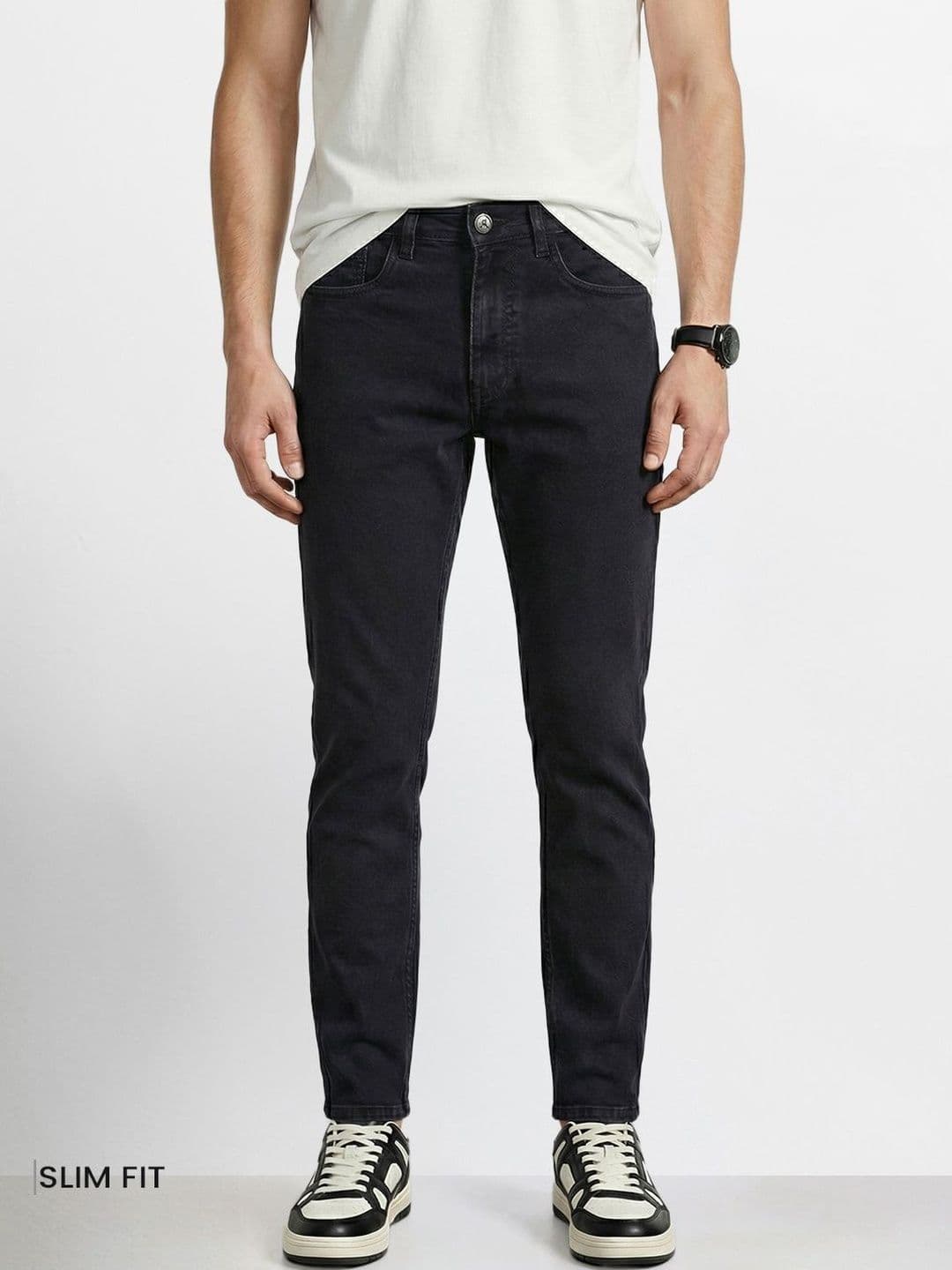 The Indian Garage Co Men Slim Fit Mid-Rise Light Fade Stretchable Jeans - view 1