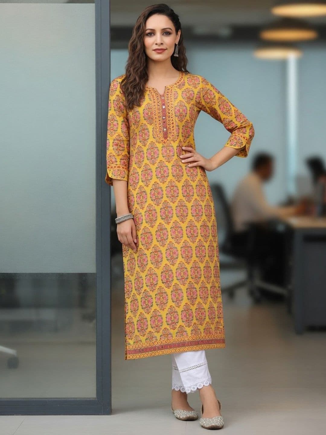Rain & Rainbow Women Ethnic Motifs Printed Pure Cotton Kurta - view 1