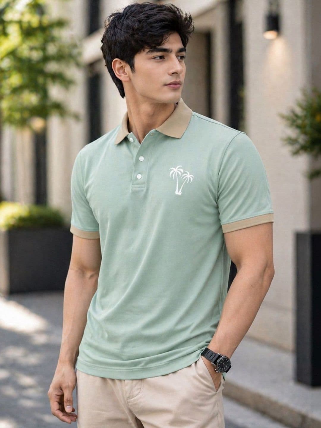 TAZO Men Printed Polo Collar Tropical T-shirt - view 1