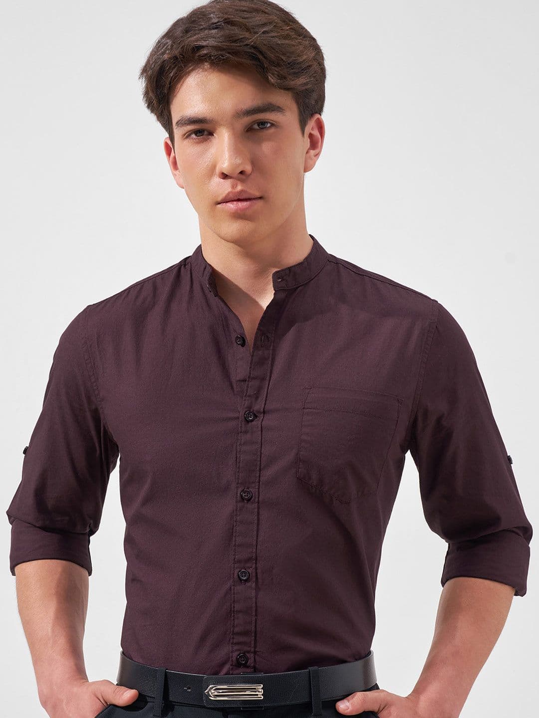 HIGHLANDER Men Coffee Brown Slim Fit Cotton Casual Shirt - view 1