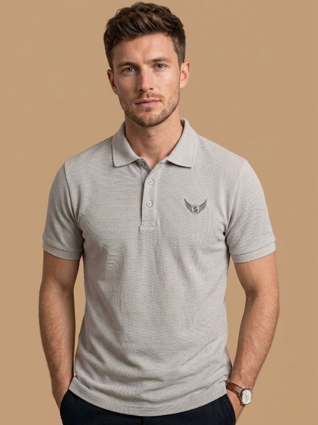 STRAY88 Men Brand Logo Polo Collar T-shirt - view 1