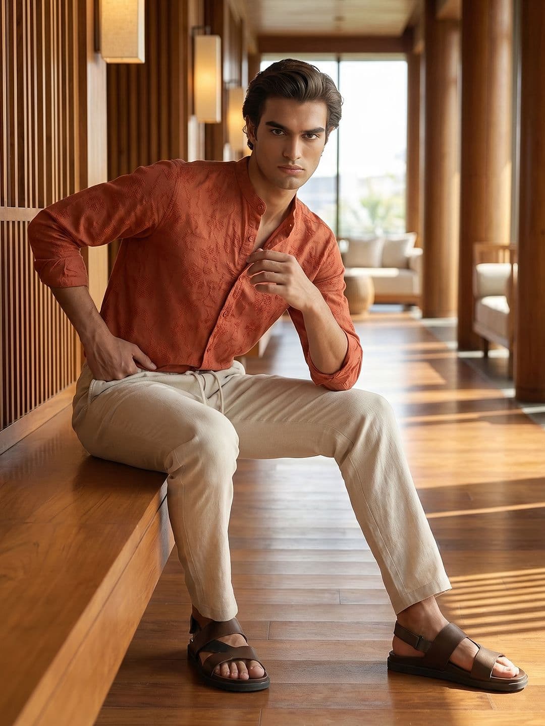 Mr Bowerbird Tailored Fit Self Design Casual Shirt - view 1