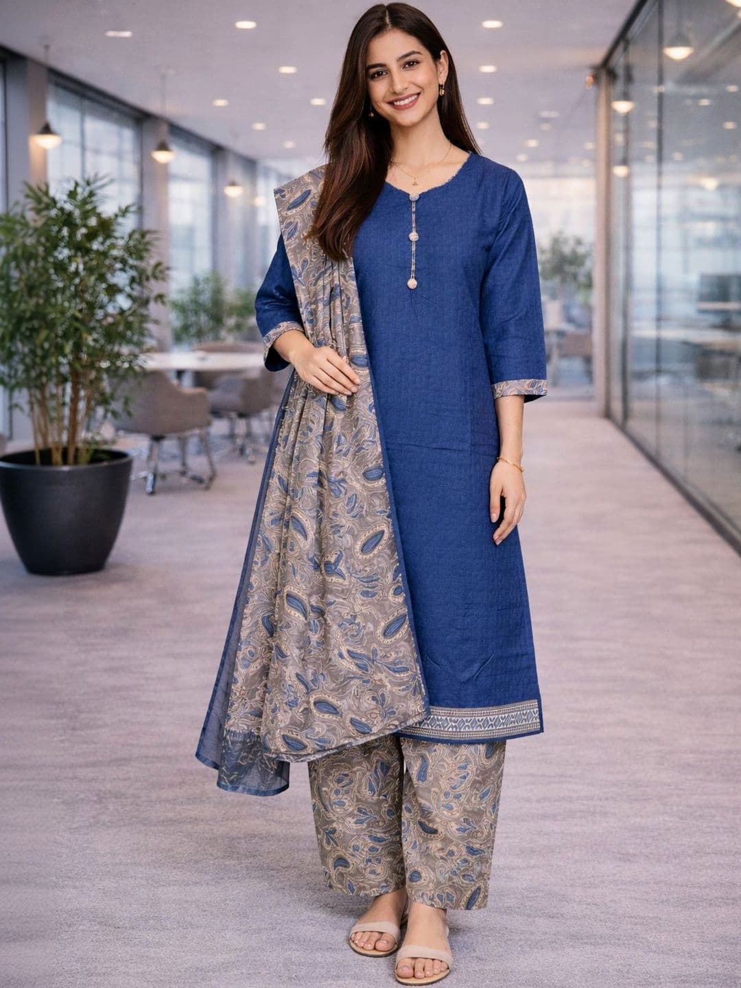 Merira Women Floral Printed Regular Kurti with Salwar & With Dupatta - view 1