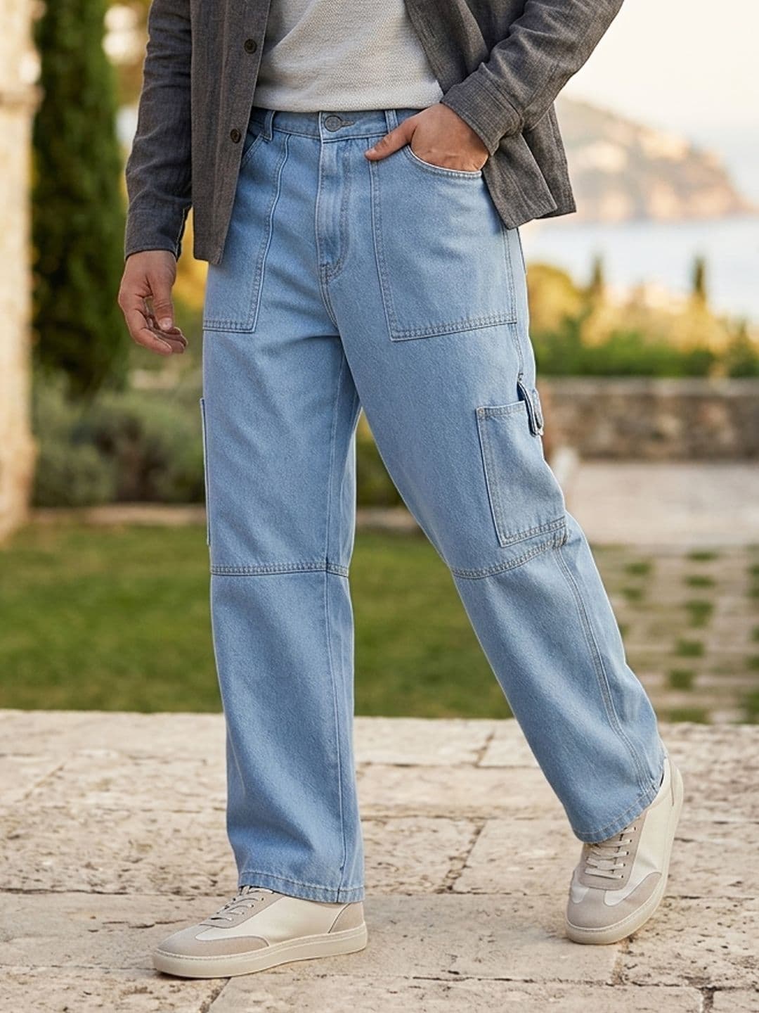 Urbano Fashion Baggy Fit Washed Cargo Jeans - view 1