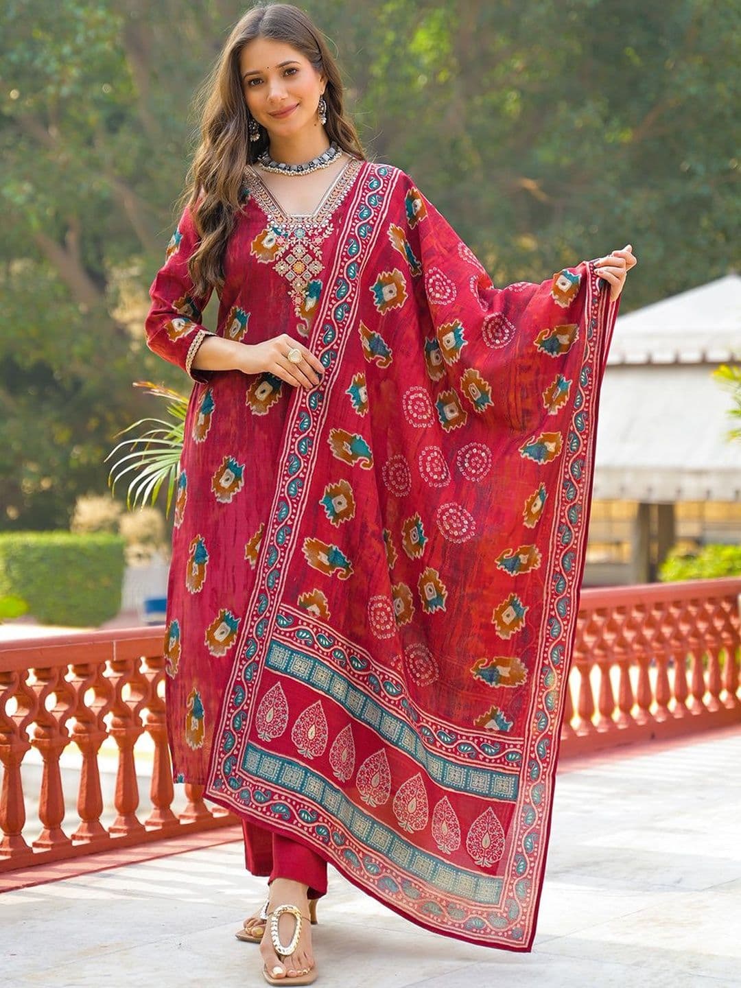 KALINI Women Ethnic Motifs Printed Regular Kurta with Trousers & With Dupatta - view 1