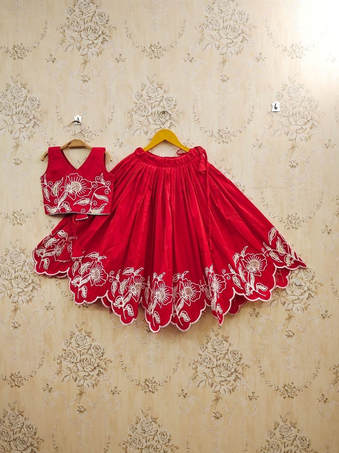 SHUBHVILAS DESIGN Girls Embroidered Thread Work Ready to Wear Lehenga & Blouse With Dupatta - view 1