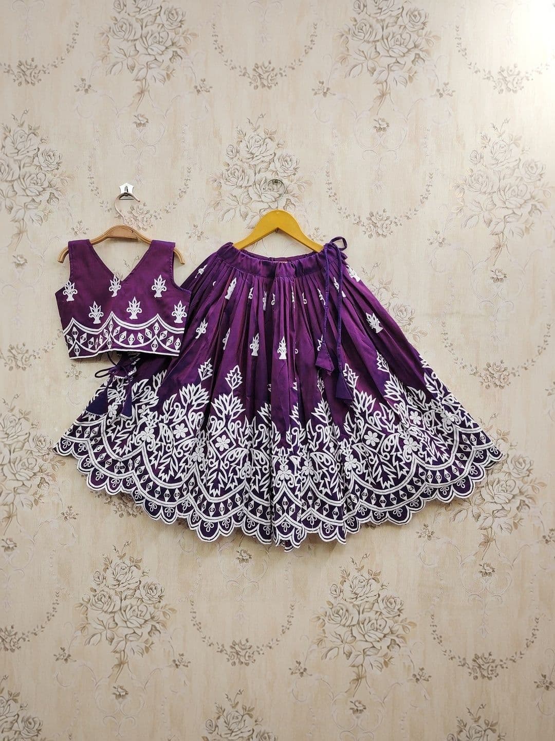 SHUBHVILAS DESIGN Girls Embroidered Thread Work Ready to Wear Lehenga & Blouse With Dupatta - view 1