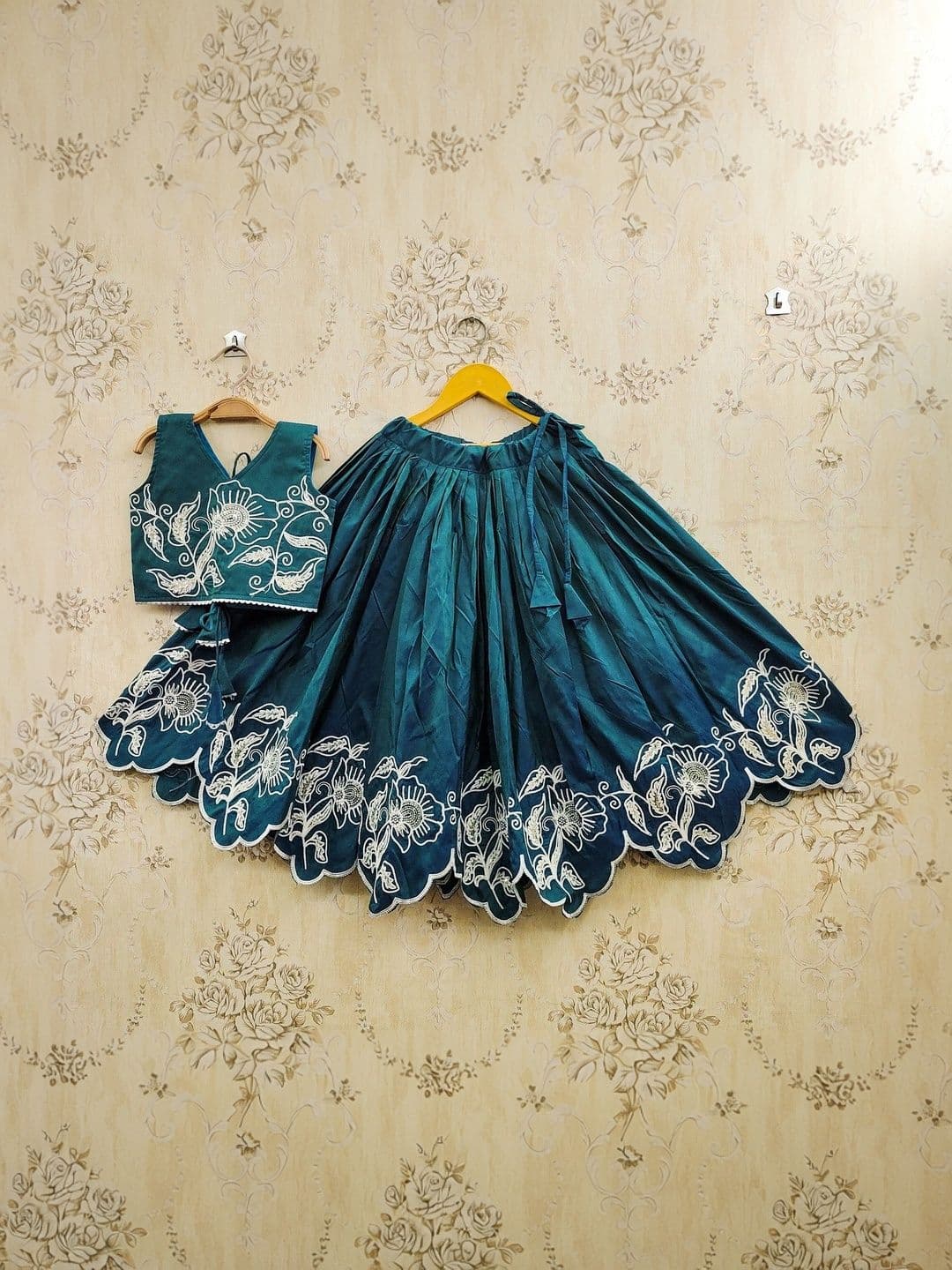 SHUBHVILAS DESIGN Girls Embroidered Thread Work Ready to Wear Lehenga & Blouse With Dupatta - view 1