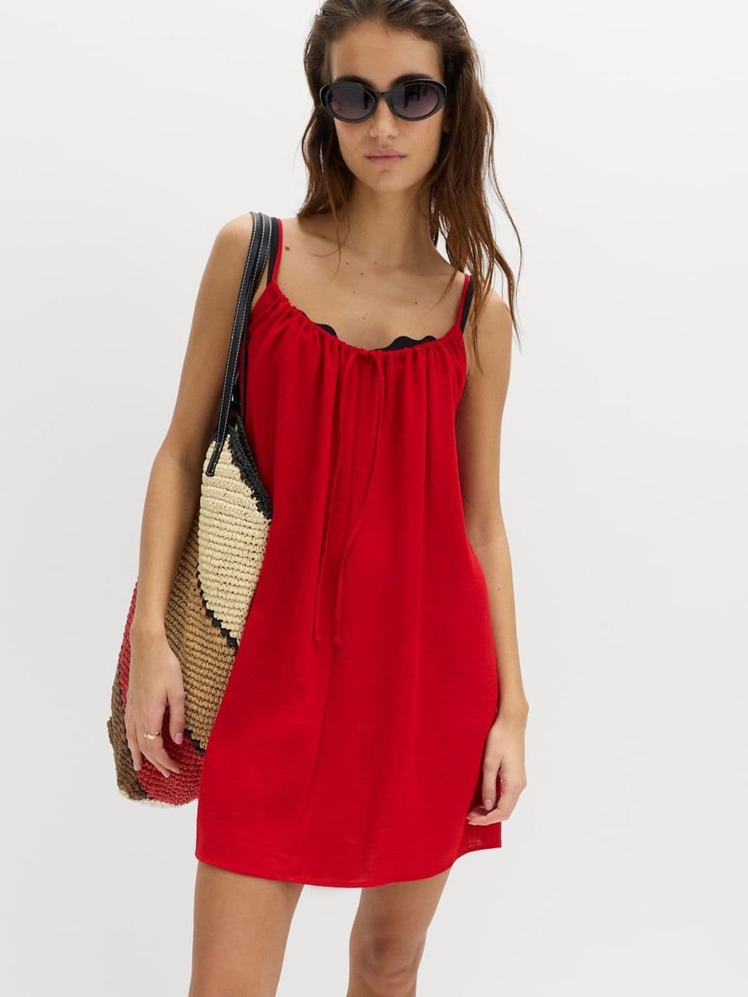 Marks & Spencer Solid Red Viscose Rayon Women Regular Fit Mini Dress - view 1