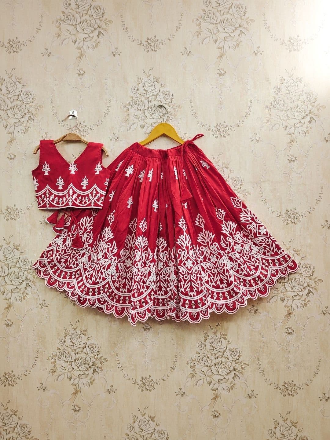 SHUBHVILAS DESIGN Girls Embroidered Thread Work Ready to Wear Lehenga & Blouse With Dupatta - view 1