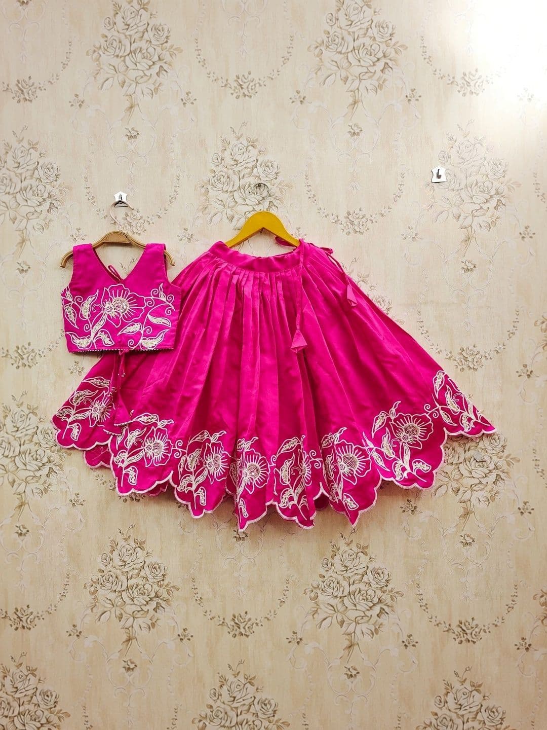 SHUBHVILAS DESIGN Girls Embroidered Thread Work Ready to Wear Lehenga & Blouse With Dupatta - view 1