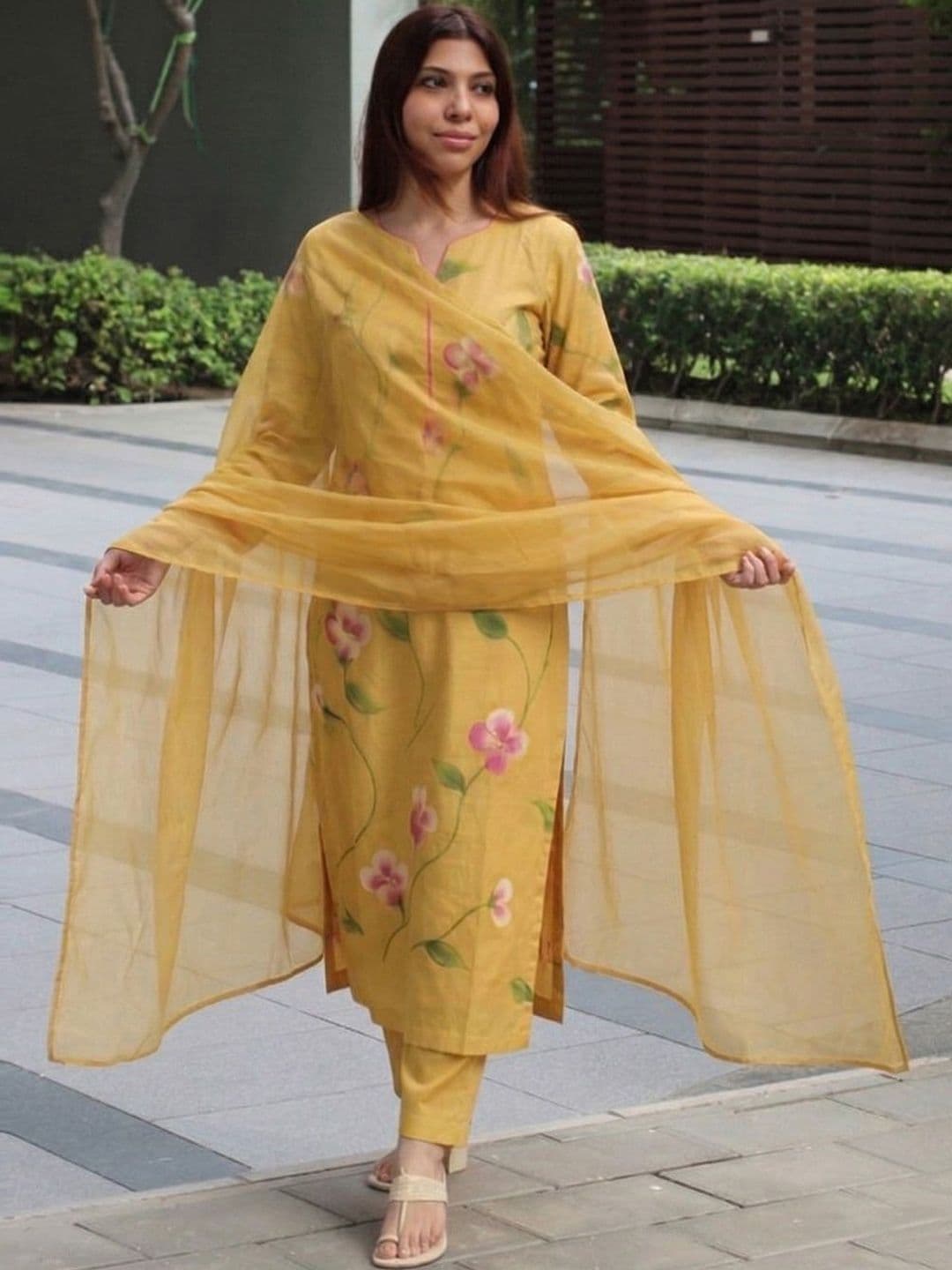 GoSriKi Women Printed Regular Kurta with Trousers & With Dupatta - view 1