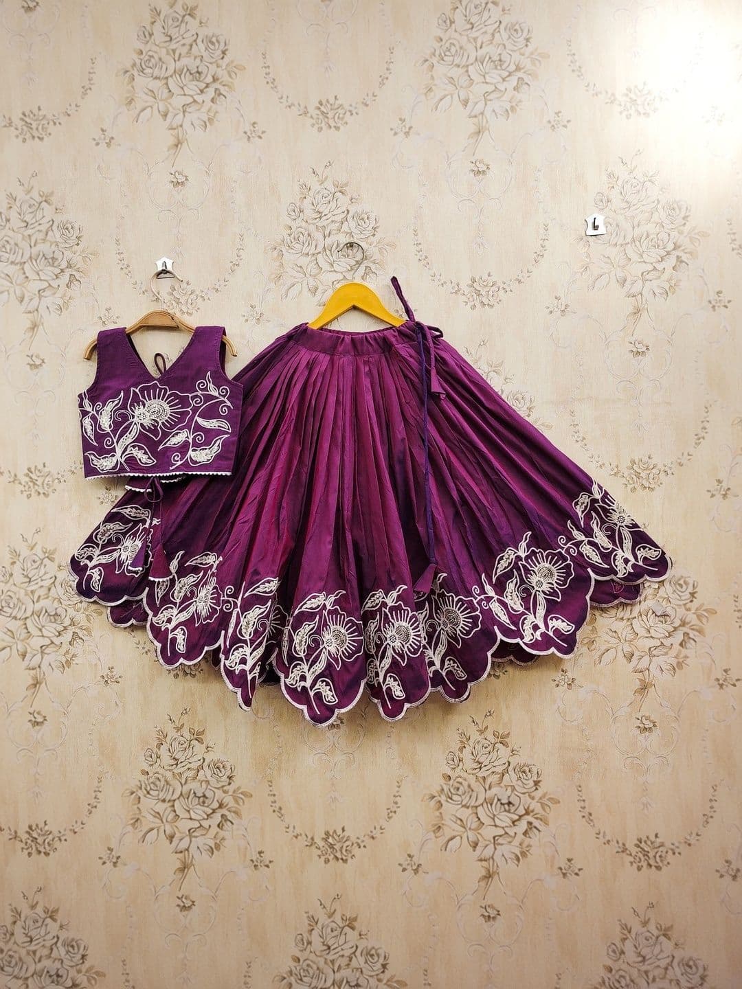 SHUBHVILAS DESIGN Girls Embroidered Thread Work Ready to Wear Lehenga & Blouse With Dupatta - view 1