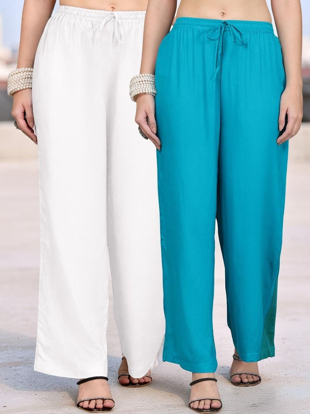 KALINI Women 2 Flared Ethnic Palazzos - view 1
