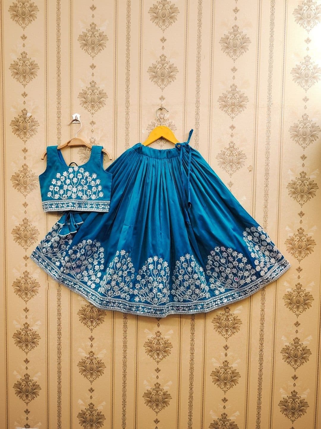 SHUBHVILAS DESIGN Girls Embroidered Thread Work Ready to Wear Lehenga & Blouse With Dupatta - view 1