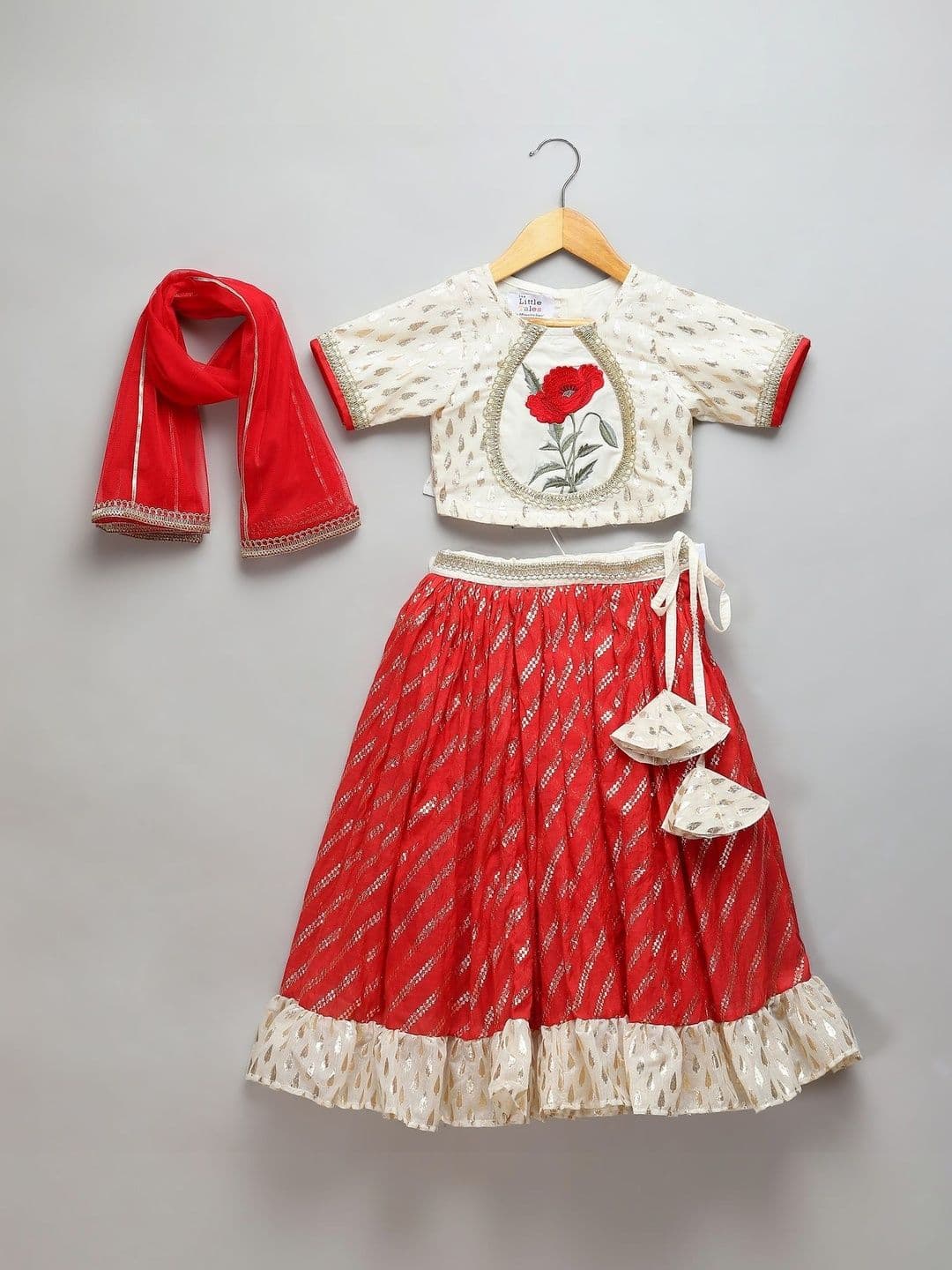 The Little Tales Girls Embroidered Ready to Wear Lehenga & Blouse With Dupatta - view 1