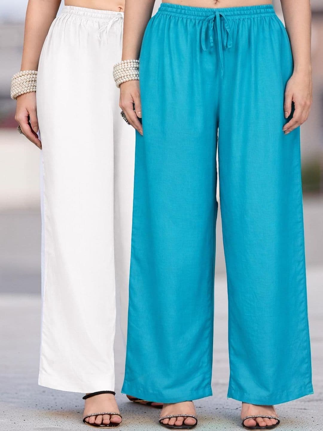 KALINI Women 2 Flared Ethnic Palazzos - view 1