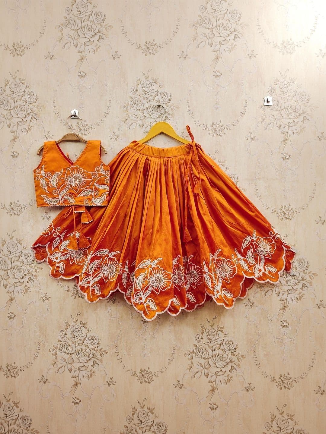 SHUBHVILAS DESIGN Girls Embroidered Thread Work Ready to Wear Lehenga & Blouse With Dupatta - view 1