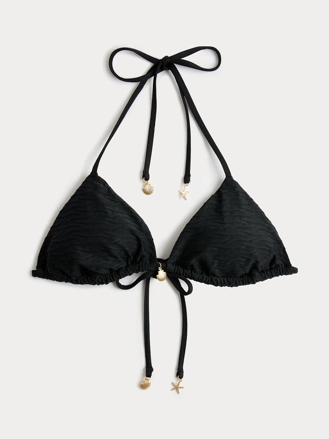 Marks & Spencer Textured Black Polyamide Women Regular Fit Triangle Bikini Top - view 1