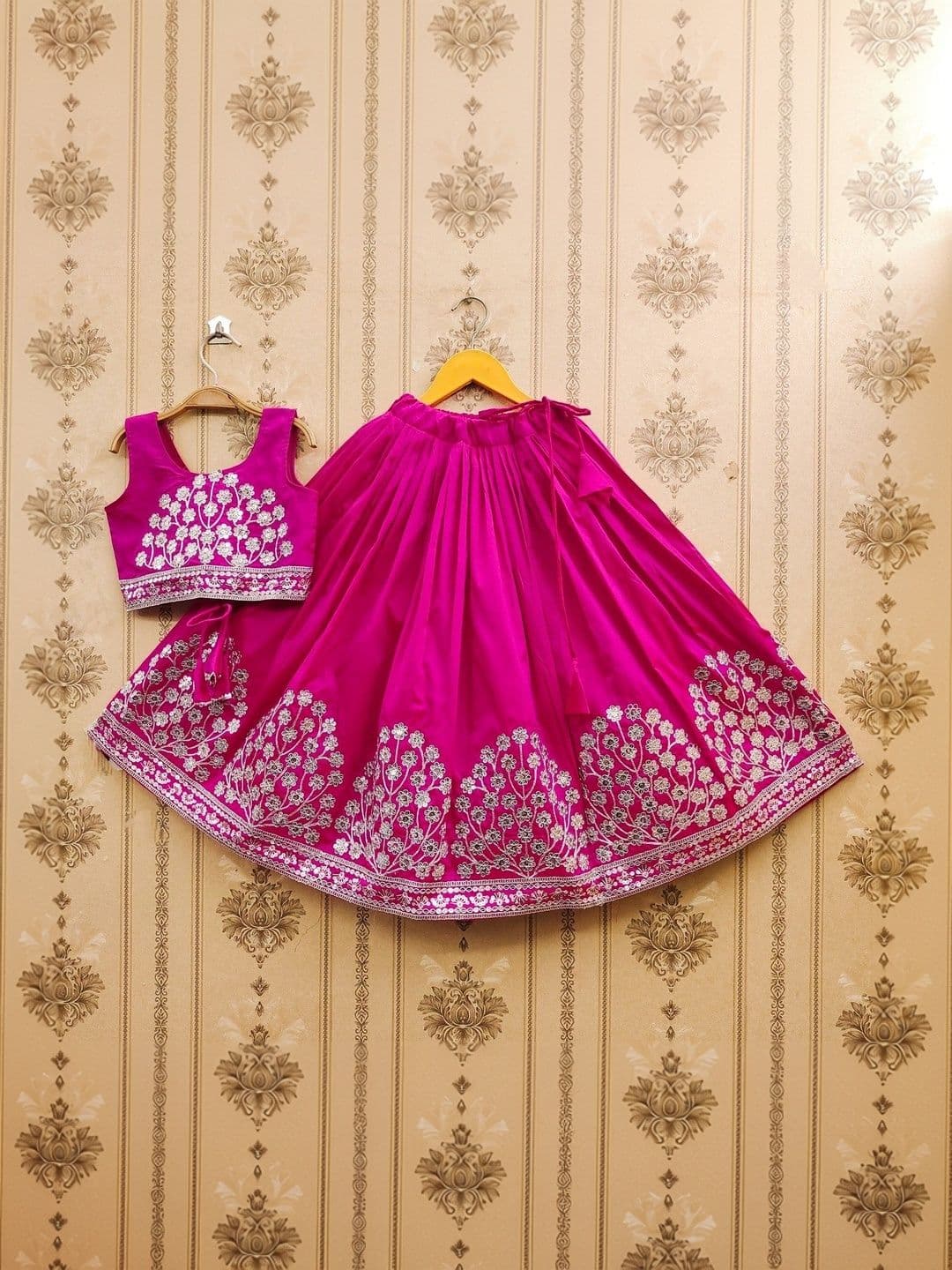 SHUBHVILAS DESIGN Girls Embroidered Thread Work Ready to Wear Lehenga & Blouse With Dupatta - view 1