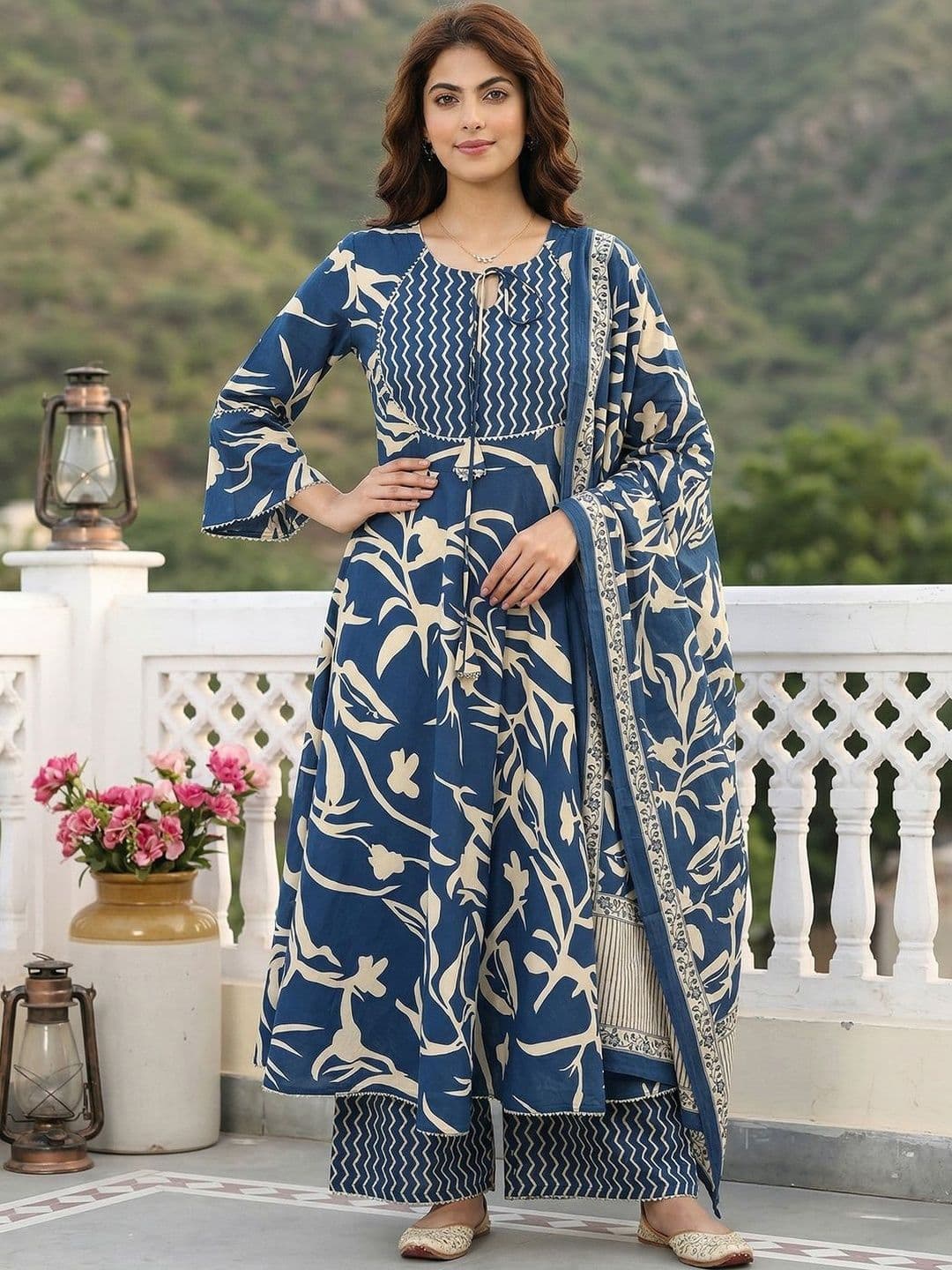 Anouk Women Ethnic Motifs Printed Regular Pure Cotton Kurta with Trousers & With Dupatta - view 1