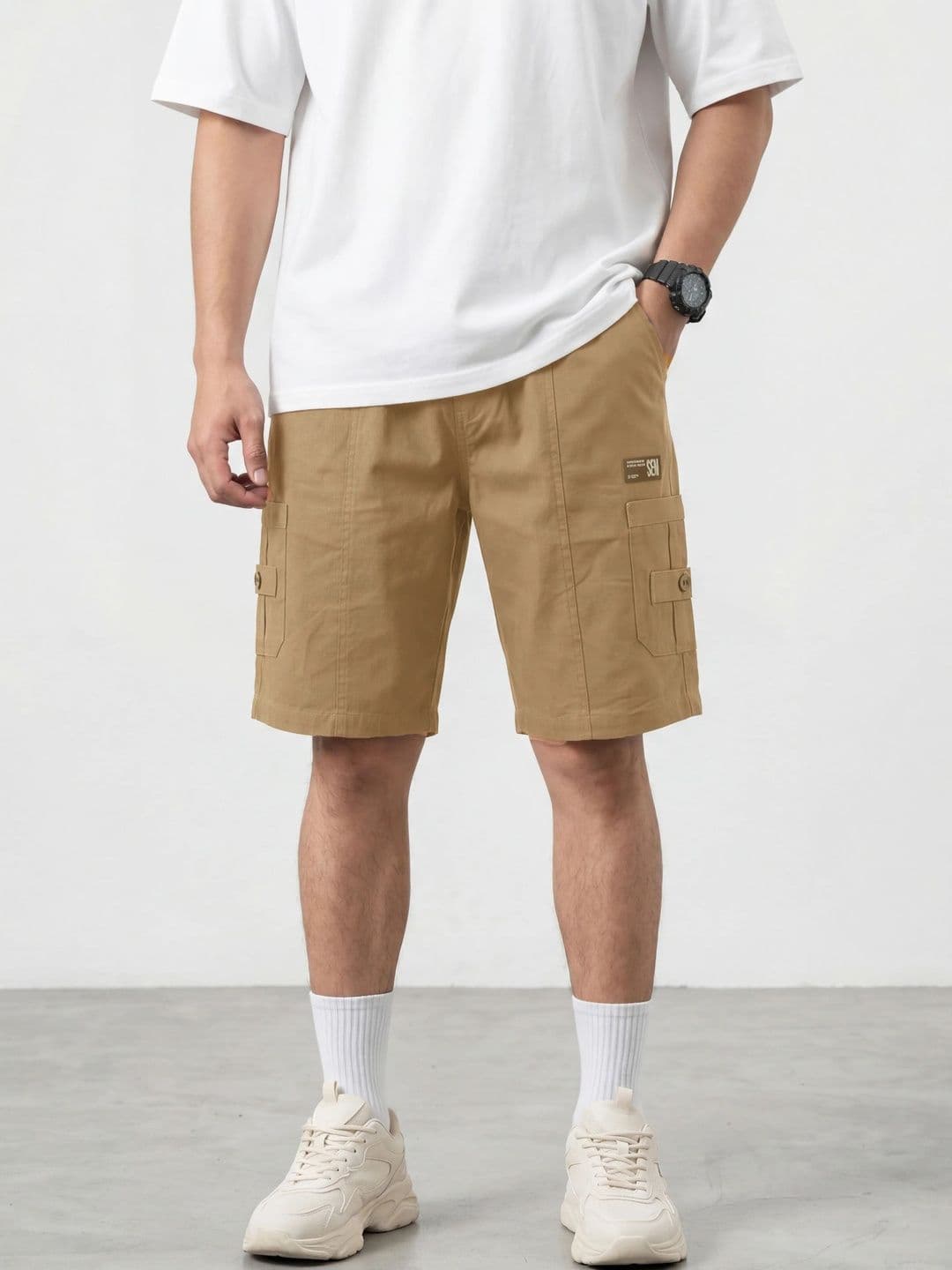 The Roadster Lifestyle Co Men Pure Cotton Cargo Shorts - view 1