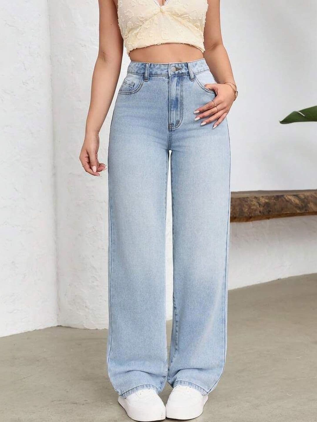 R.Code by The Roadster Life Co. Women Wide Leg High-Rise Light Fade Stretchable Jeans - view 1