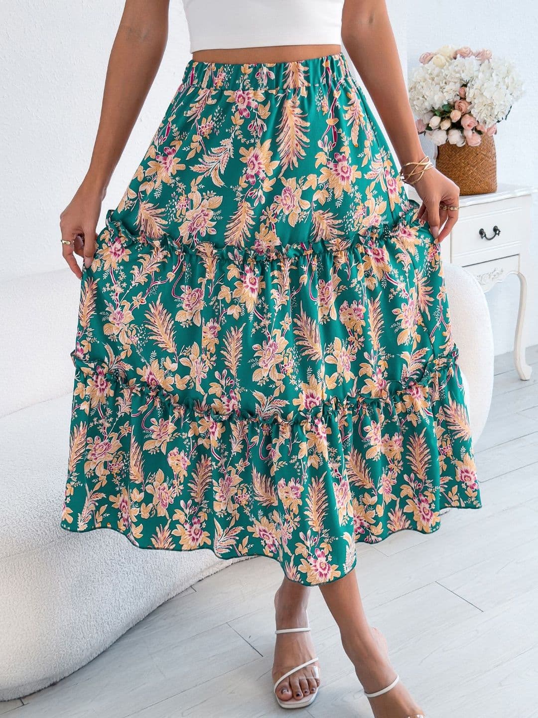 Suo Women Floral Midi Straight Skirt - view 1