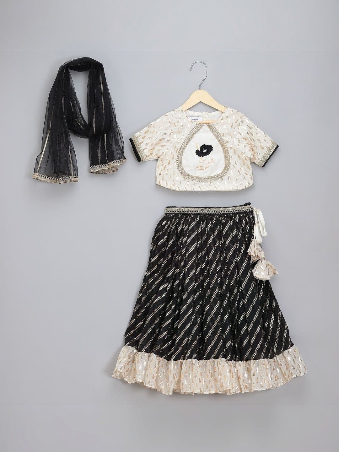 The Little Tales Girls Embroidered Ready to Wear Lehenga & Blouse With Dupatta - view 1
