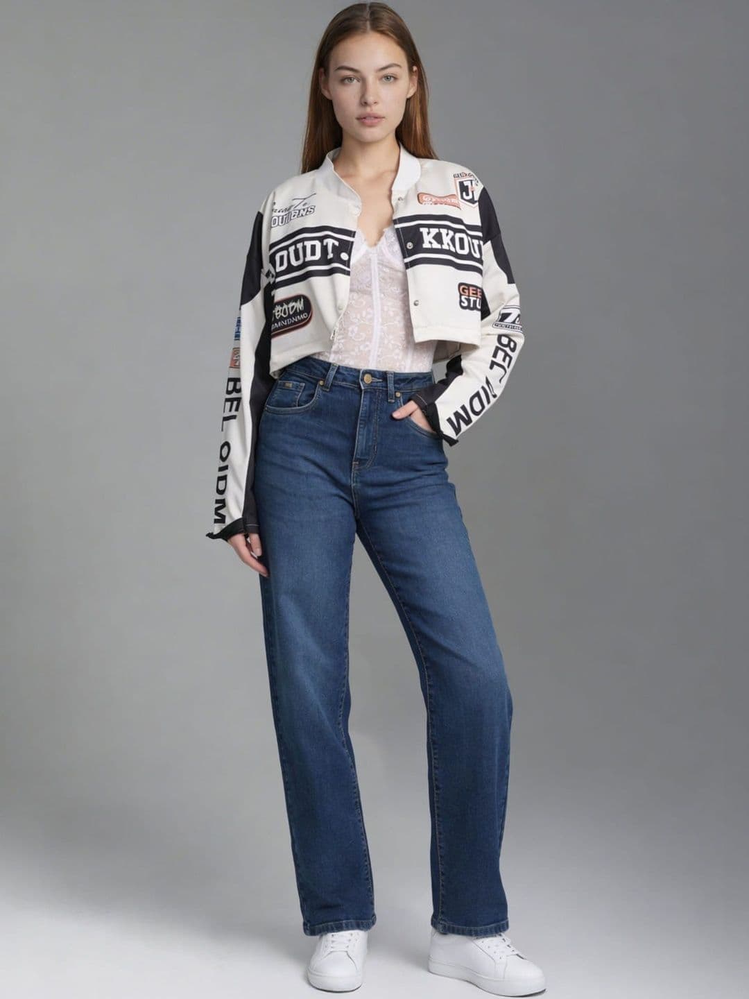 Flying Machine Women Straight Fit High-Rise Light Fade Stretchable Jeans - view 1