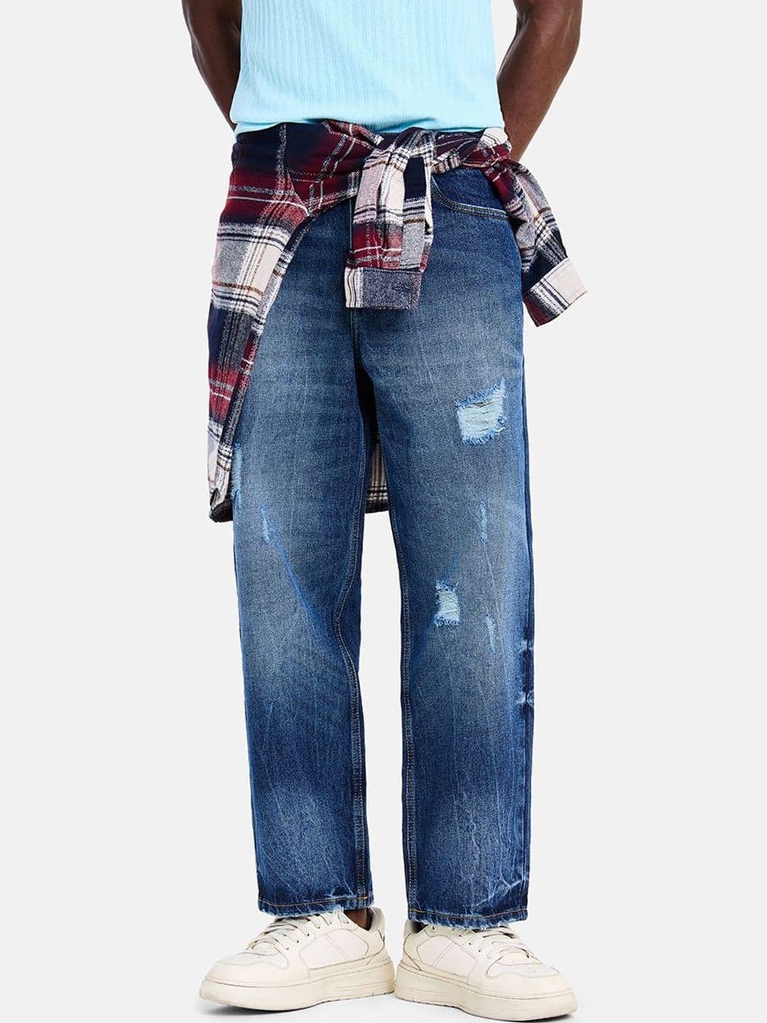 Snitch Blue Mid-Rise Baggy Jeans - view 1