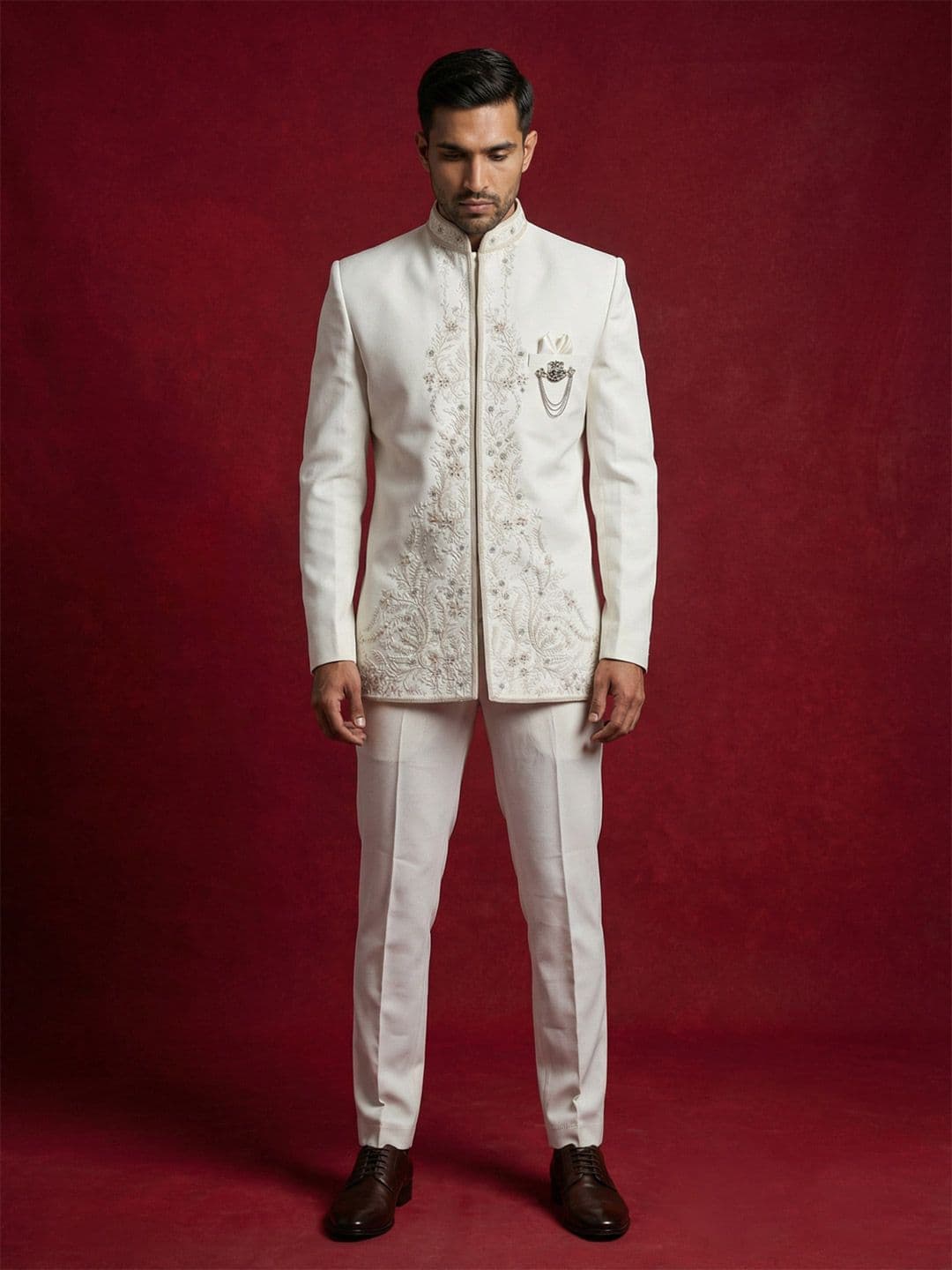 Jompers Embroidered Mandarin Collar Sherwani
