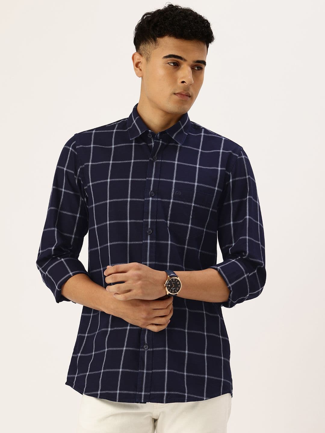 Peter England Slim Fit Checked Pure Cotton Casual Shirt - view 1