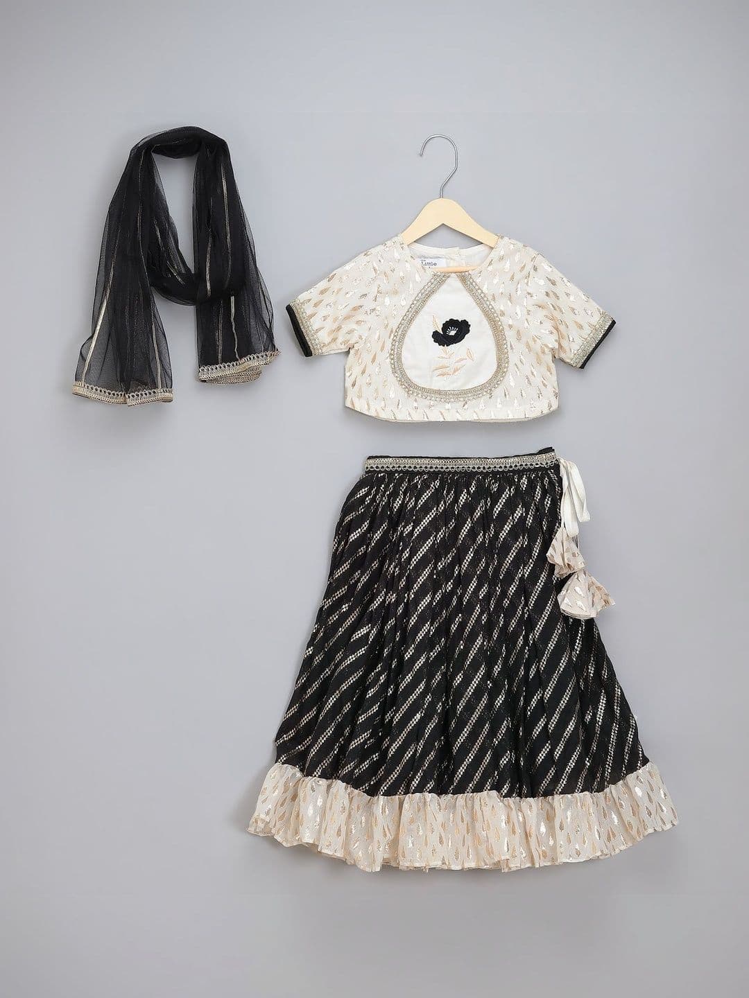 The Little Tales Girls Embroidered Ready to Wear Lehenga & Blouse With Dupatta - view 1