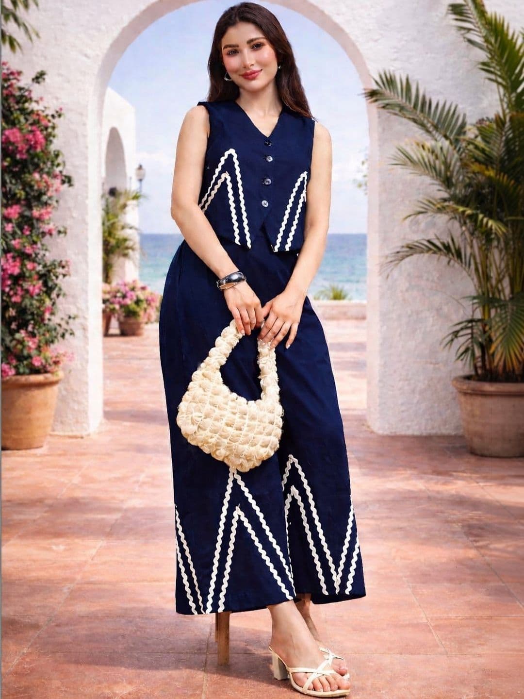 Ramyka Printed Top with Palazzos - view 1
